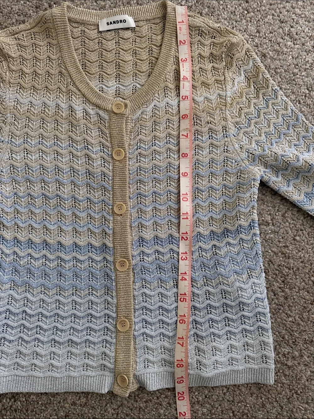 NWT Sandro Open-Knit Button Cardigan Sweater - Picture 4 of 8
